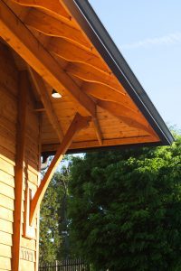 restaurant facade - roof eave, asheville, scott w bartholomew architecture